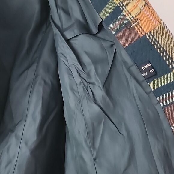 Elli Vintage Retro Yellow Green Plaid Wool Coat Jacket Made In Germany M - Picture 4 of 8